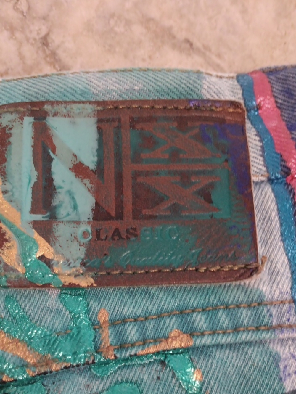 Vintage Vibrant Hand-Painted Abstract Jeans - Picture 2 of 12